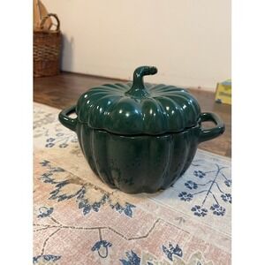 Fall Decor Crofton Pumpkin Casserole Dish OS Green Stoneware Dutch Oven